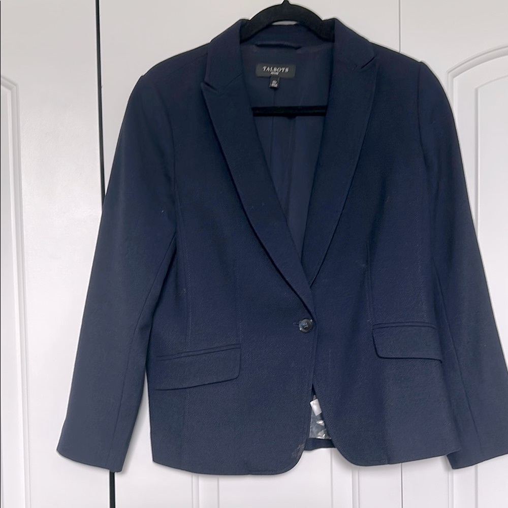 Talbots Blue Blazer with Tailored Fit and Notched Lapels